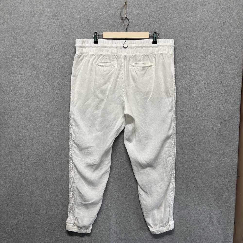 Athleta Cabo Tide 100% Linen Jogger Pants White Womens Size 16 Drawstring Pullon - Picture 8 of 16